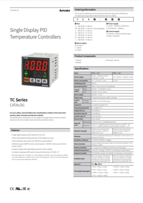 AUTONICS TC CATALOG TC SERIES: SINGLE DISPLAY PID TEMPERATURE CONTROLLERS